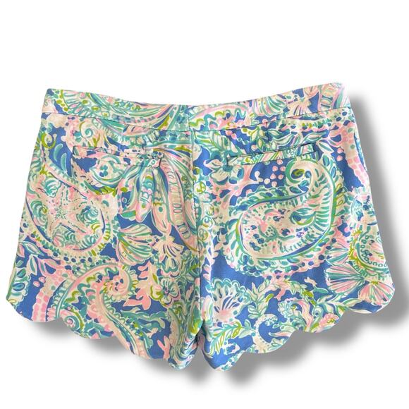Lilly Pulitzer Buttercup Scallop Hem Shorts Size 8 Tropical Paisley Resort Print - Picture 8 of 13